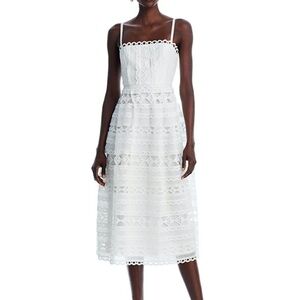 Aqua Lace Inset Midi Dress White - Size XS
